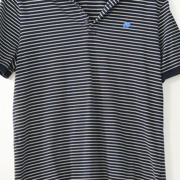 Banana Republic Mens Dark Blue White Striped Polo Shirt Collared Cotton Size L - Picture 3 of 4